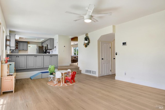 196 Caldwell Dr, Vacaville, CA 95687 - living room featuring light wood-style floors and ceiling fan