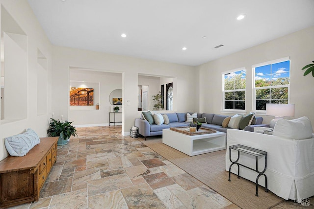 5313 Autumn Rock Ct, Fairfield, CA 94534 - living area featuring stone tile flooring and recessed lighting