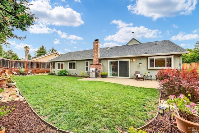 2783 Vista Palomar, Fairfield, CA 94534 - rear view of property with stucco siding, a patio, roof with shingles, and a chimney