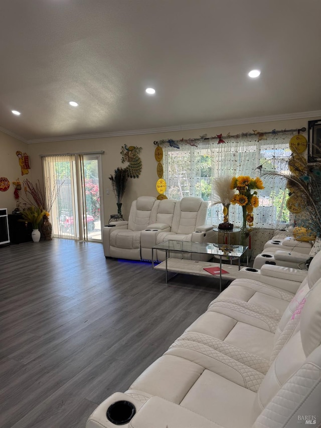 3418 Astoria Ct, Fairfield, CA 94534 - living room featuring ornamental molding, wood finished floors, and recessed lighting