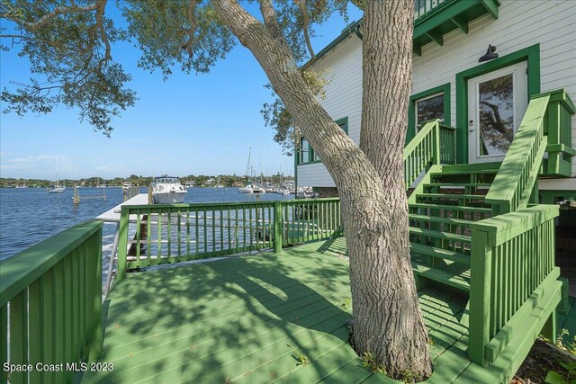 deck with a water view