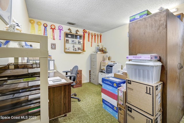 office space featuring a textured ceiling