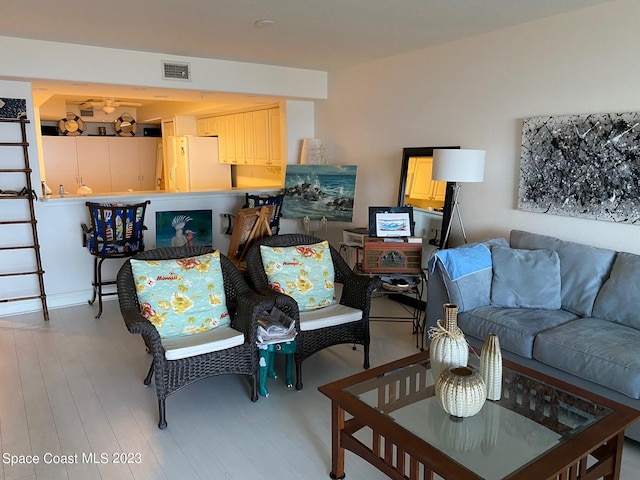 living room featuring light hardwood / wood-style flooring