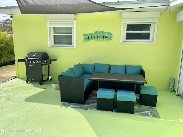 view of patio / terrace featuring outdoor lounge area and area for grilling