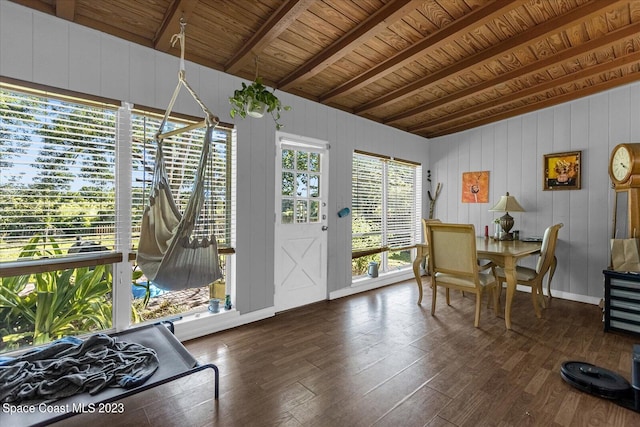 3706 Sutton Dr, Orlando, FL 32810 - entryway featuring a healthy amount of sunlight, dark hardwood / wood-style floors, and wooden ceiling