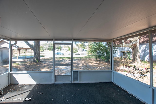 view of unfurnished sunroom