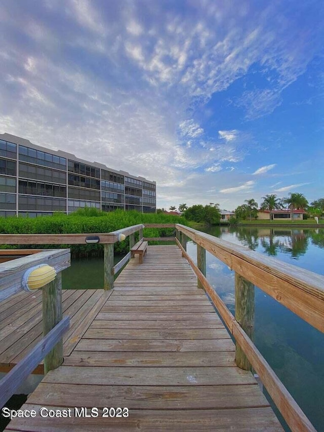 view of dock featuring a water view