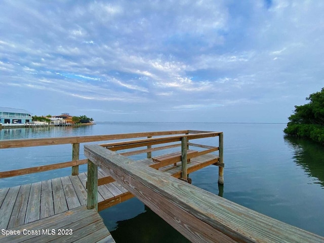 view of dock featuring a water view