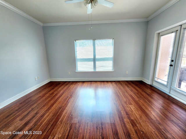 empty room featuring a wealth of natural light and dark hardwood / wood-style flooring