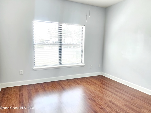 spare room with dark wood-type flooring