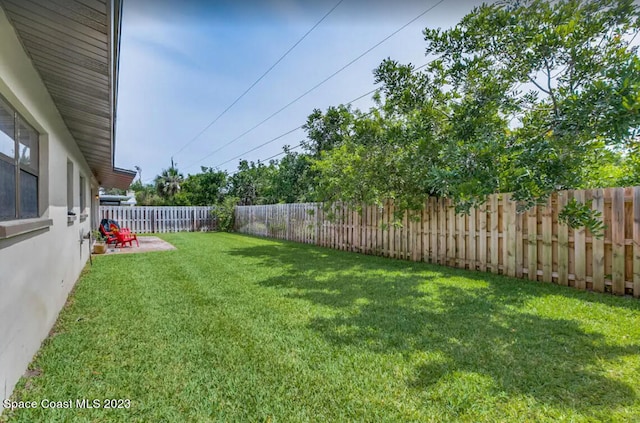 view of yard with a patio area