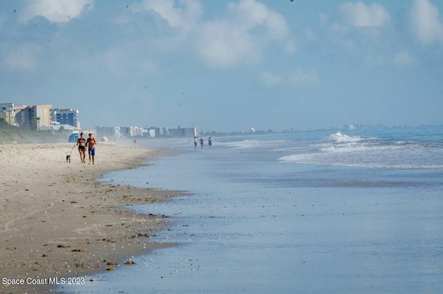 property view of water featuring a beach view