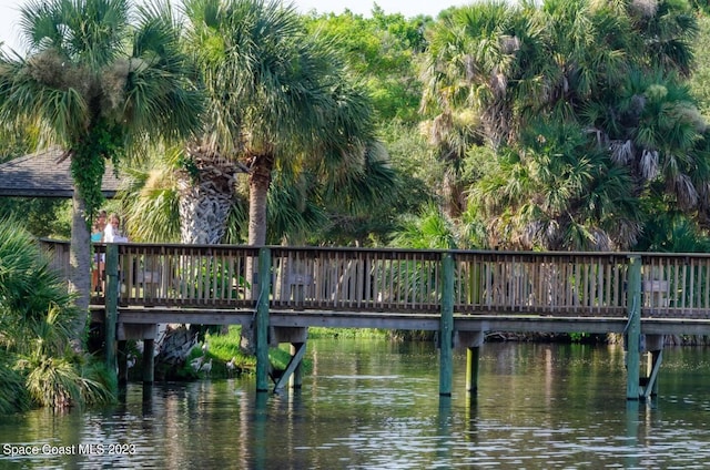 view of dock featuring a water view