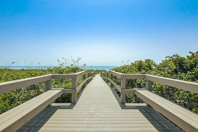 exterior space featuring a water view