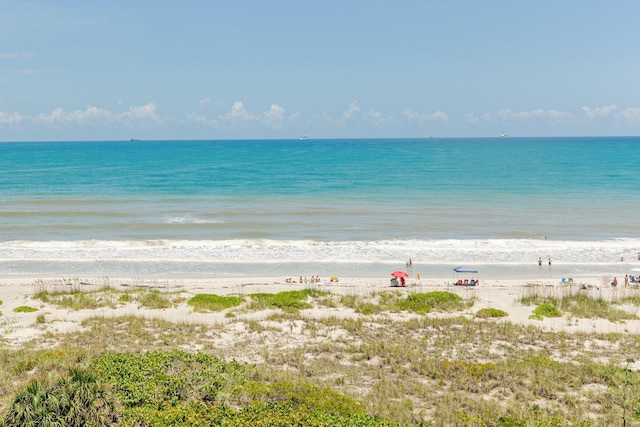 view of water feature with a view of the beach