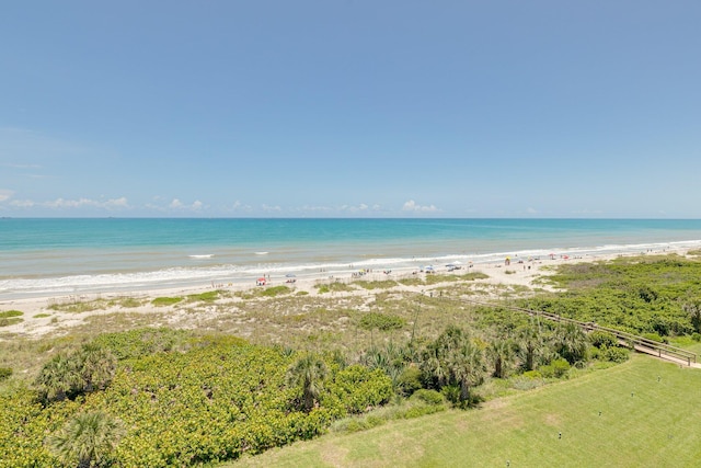 view of water feature featuring a beach view