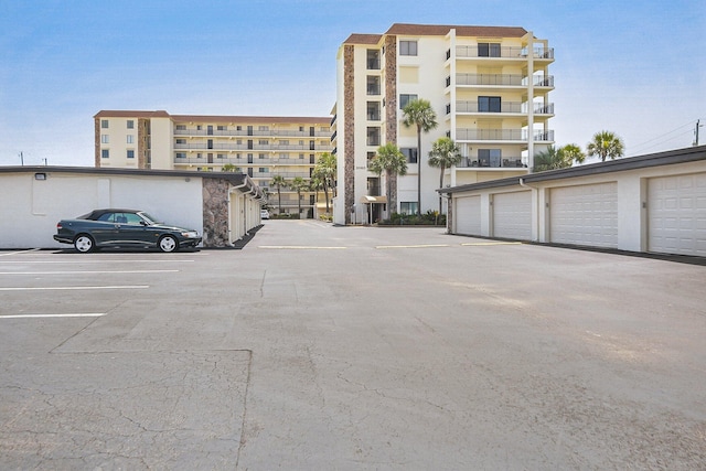 exterior space with a garage