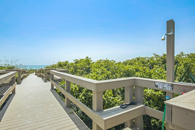 view of dock featuring a water view