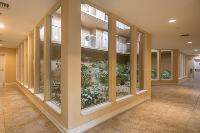 interior space with light tile floors