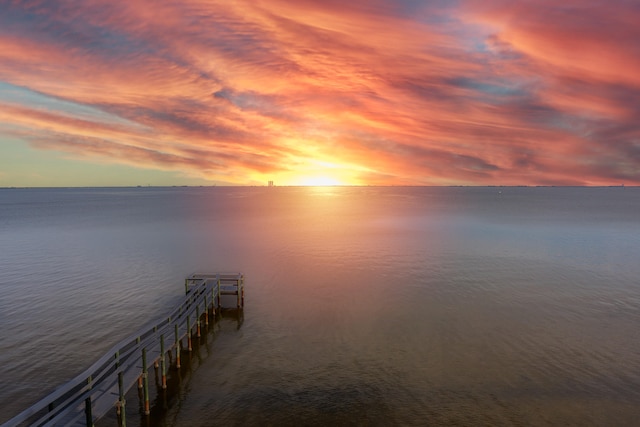 property view of water featuring a boat dock