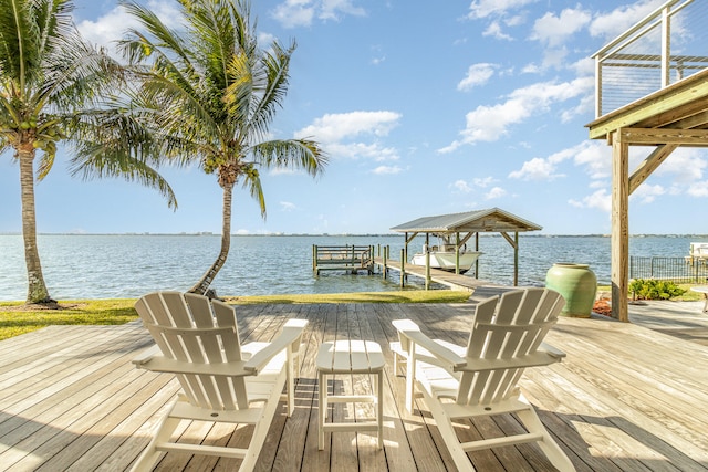 dock area featuring a water view