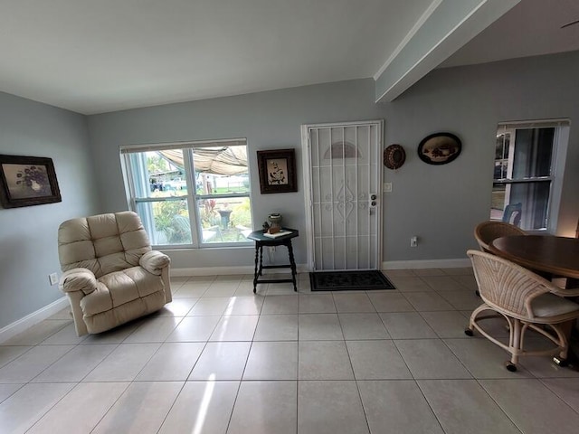 interior space with light tile floors