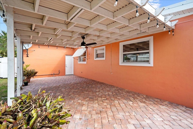 view of patio featuring a pergola