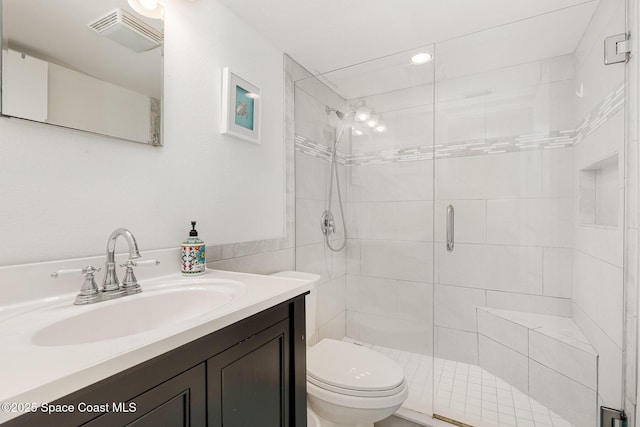 180 Flagler Ln Unit 22, Cocoa Beach, FL 32931 - full bath featuring toilet, a shower stall, and vanity