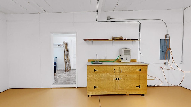 interior space featuring concrete floors and vanity