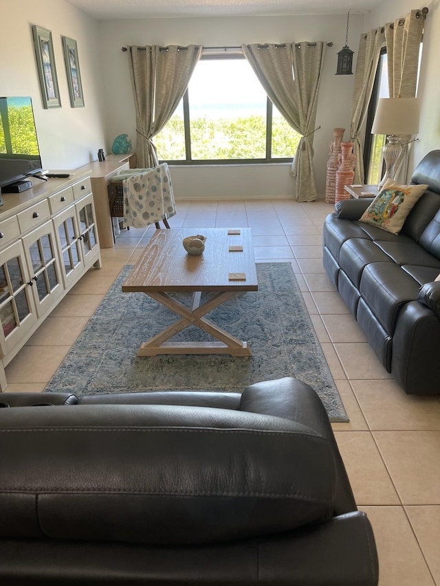 view of tiled living room