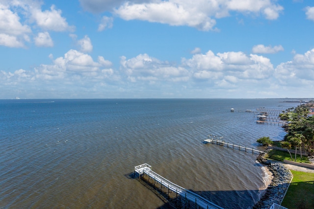 view of water feature featuring a dock