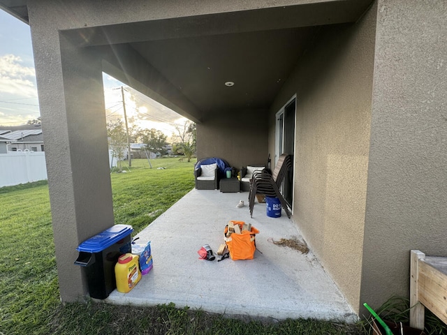 view of terrace with an outdoor living space