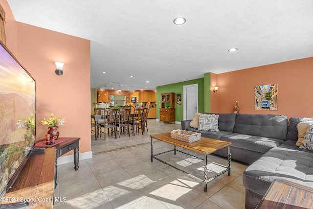 view of tiled living room