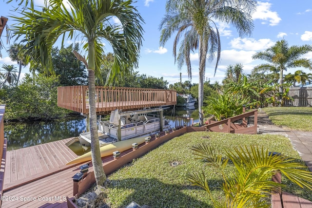 dock area with a water view