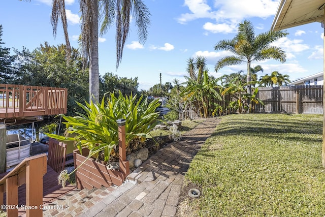 view of yard featuring a deck