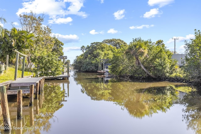 dock area with a water view