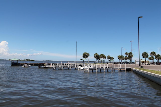 view of dock featuring a water view