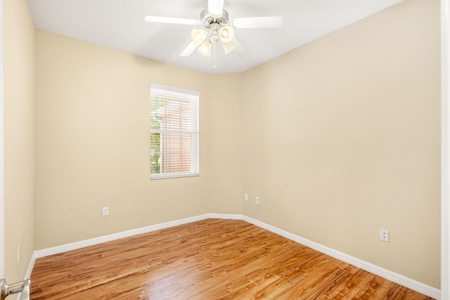 unfurnished room featuring ceiling fan and light hardwood / wood-style floors