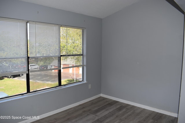 empty room with dark wood-type flooring and a wealth of natural light