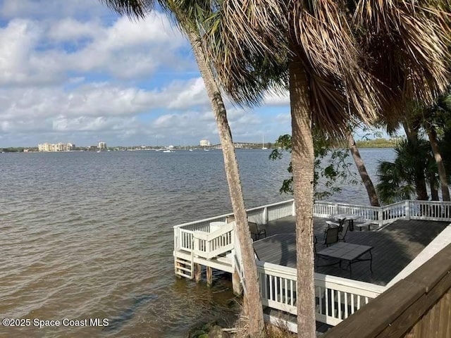 view of dock featuring a water view