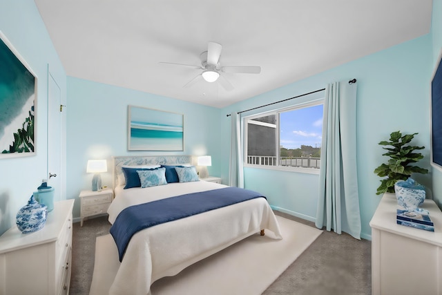 bedroom featuring ceiling fan