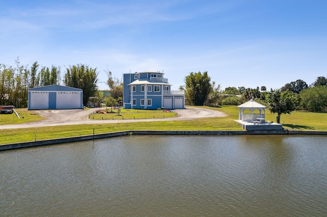 property view of water featuring a gazebo