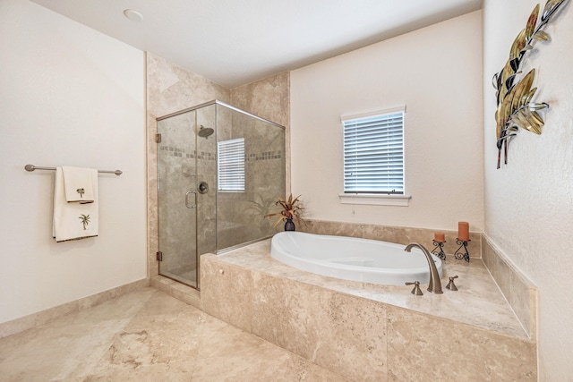 bathroom with plus walk in shower