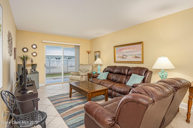 view of tiled living room