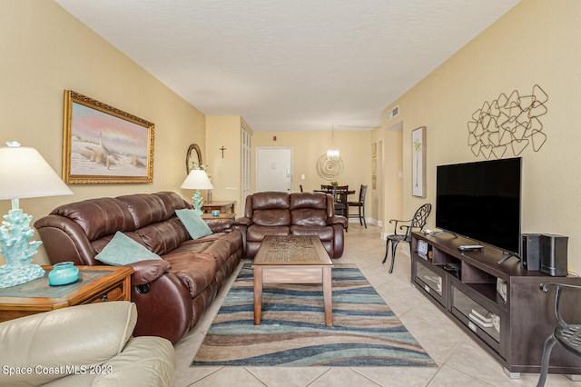 view of tiled living room