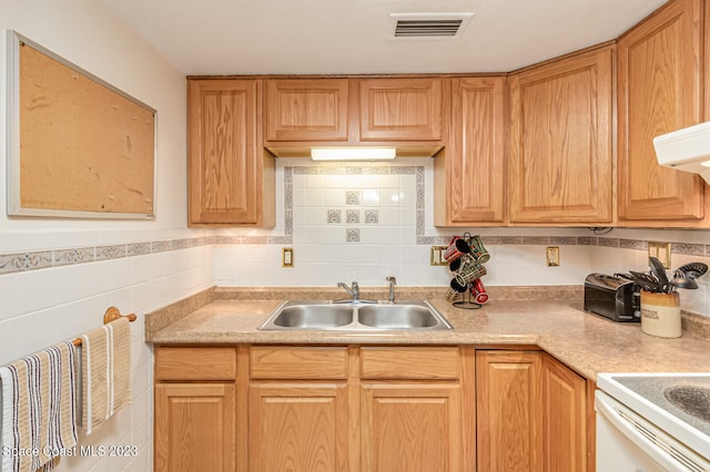 kitchen featuring tasteful backsplash and sink