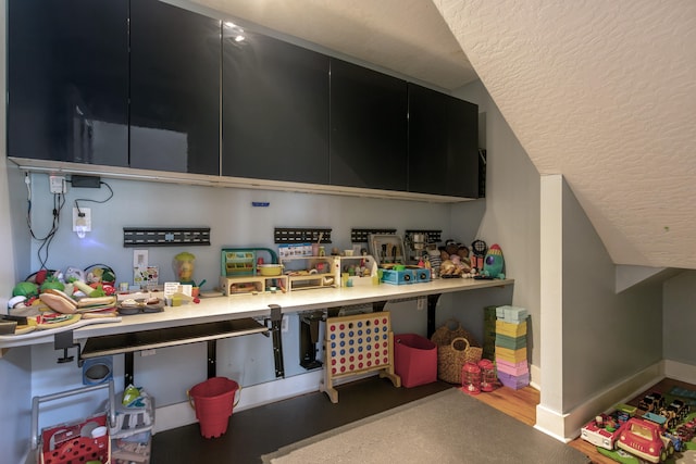 interior space featuring vaulted ceiling and hardwood / wood-style flooring