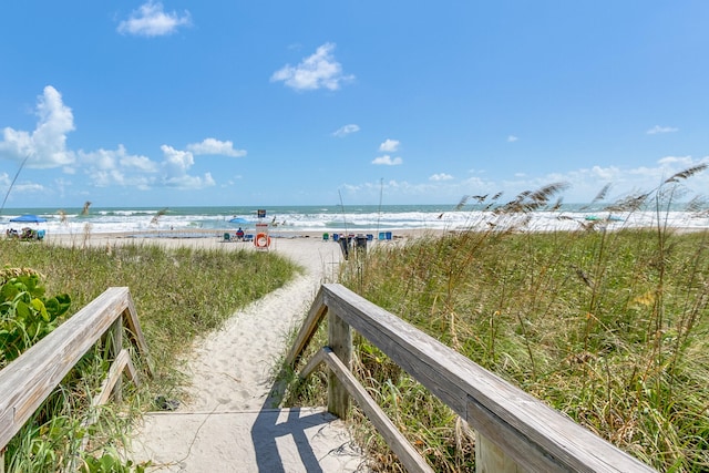 property view of water featuring a view of the beach