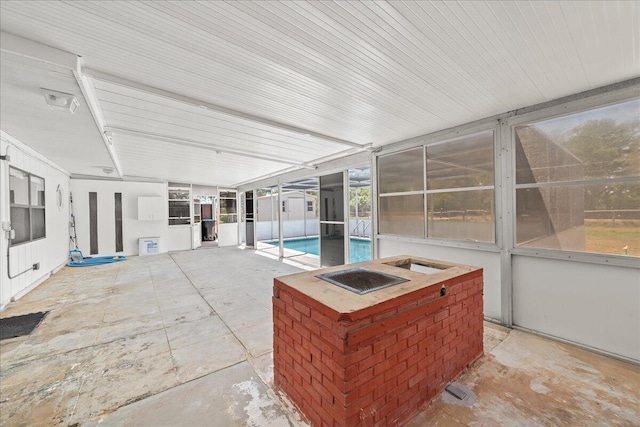 view of unfurnished sunroom