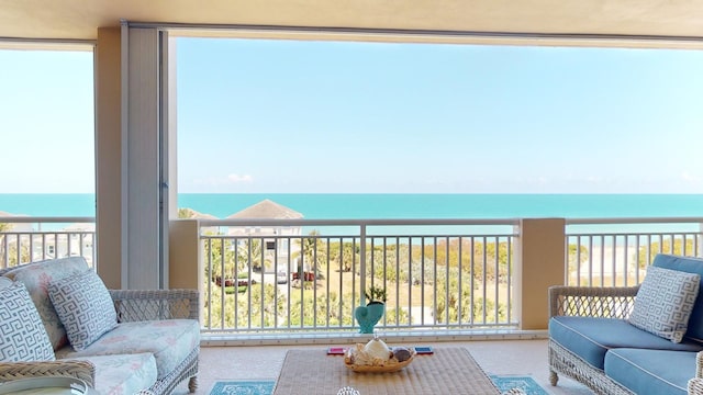 balcony with a water view